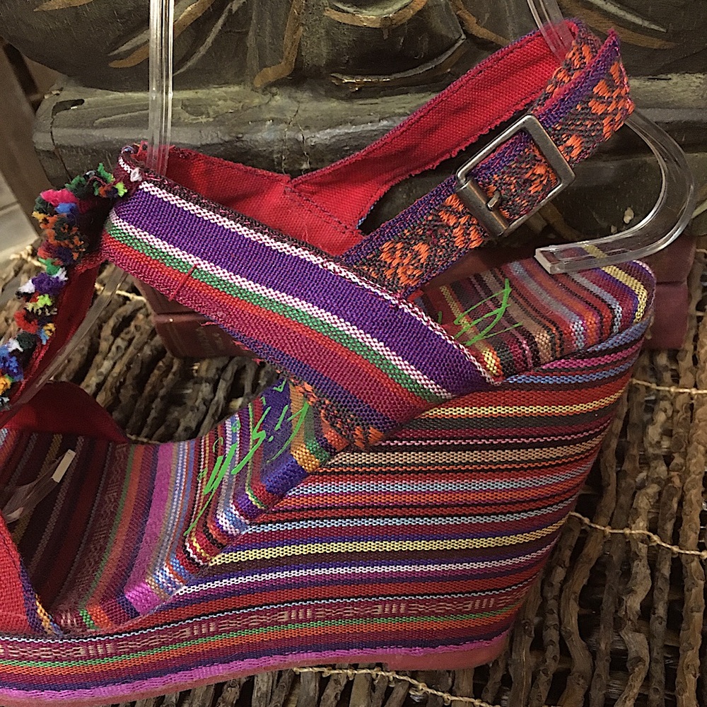 Blowfish Timo Multi-Color Wedges With Open Toe, S… - image 4